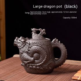 Purple Sand Dragon And Phoenix Pot Kung Fu Teapot (Color: black)