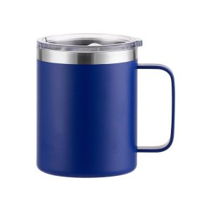 Simple Solid Color Stainless Steel Mug Cup Handle Cup (Option: Spray Plastic Dark Blue-24oz)